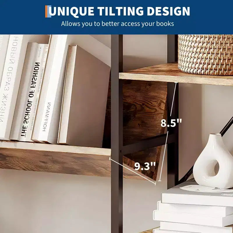 GustoWave 4 Tier Bookcases, Triple Wide Industrial Bookshelf, Steel Bookshelf, Display Storage Bookshelves for Living Room, Bedroom, Home, Office