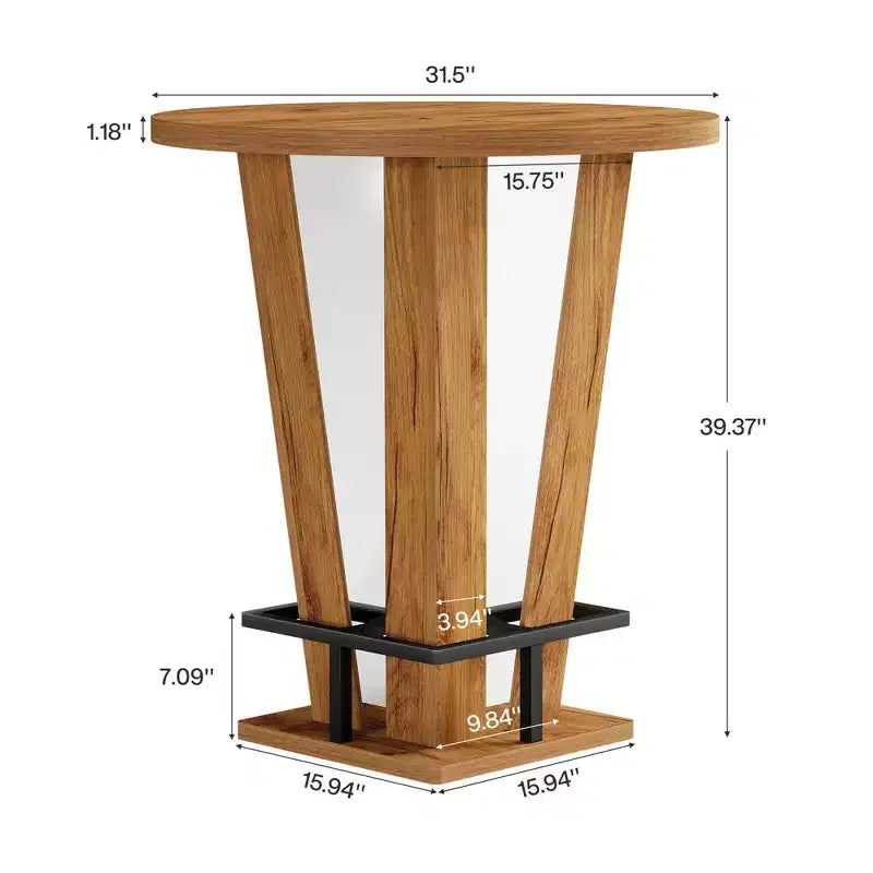 MAYEERTY 31.5 Round Minimalist Bar Table, MDF Top with Acrylic Base & Metal Footrest, 39.37 Height Bistro Table for Small Spaces