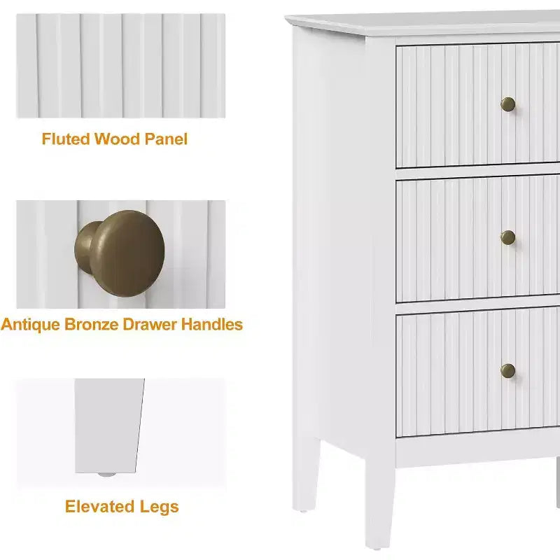 Heynemo Fluted 9 Drawer Dresser, 59 Wide Modern Chest of Drawers with Metal Handle, TV Stand Storage Organizer for Bedroom, Living Room