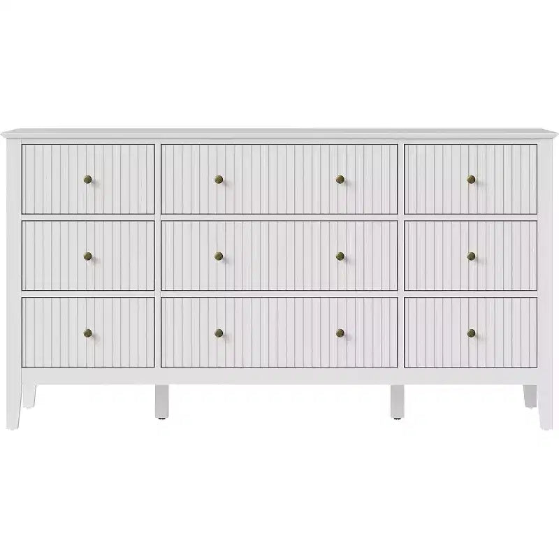 Heynemo Fluted 9 Drawer Dresser, 59 Wide Modern Chest of Drawers with Metal Handle, TV Stand Storage Organizer for Bedroom, Living Room