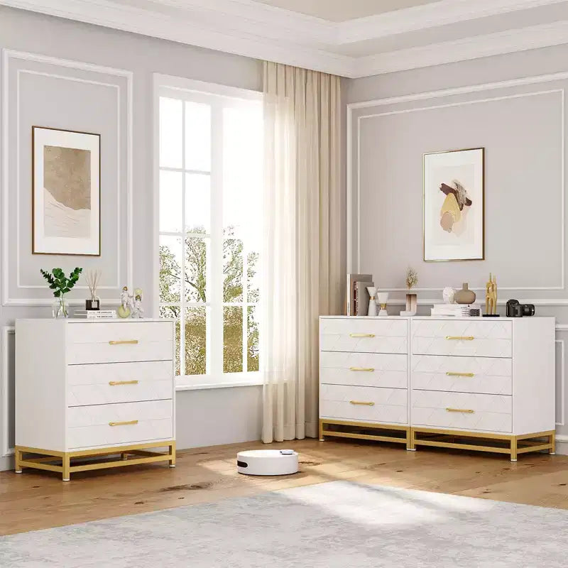 Dresser for Bedroom with 7 Drawers, 51.1 Farmhouse Chest of Drawers Closet with Metal Handle, Wooden Dresser Organizer, for Bedroom, Living Room