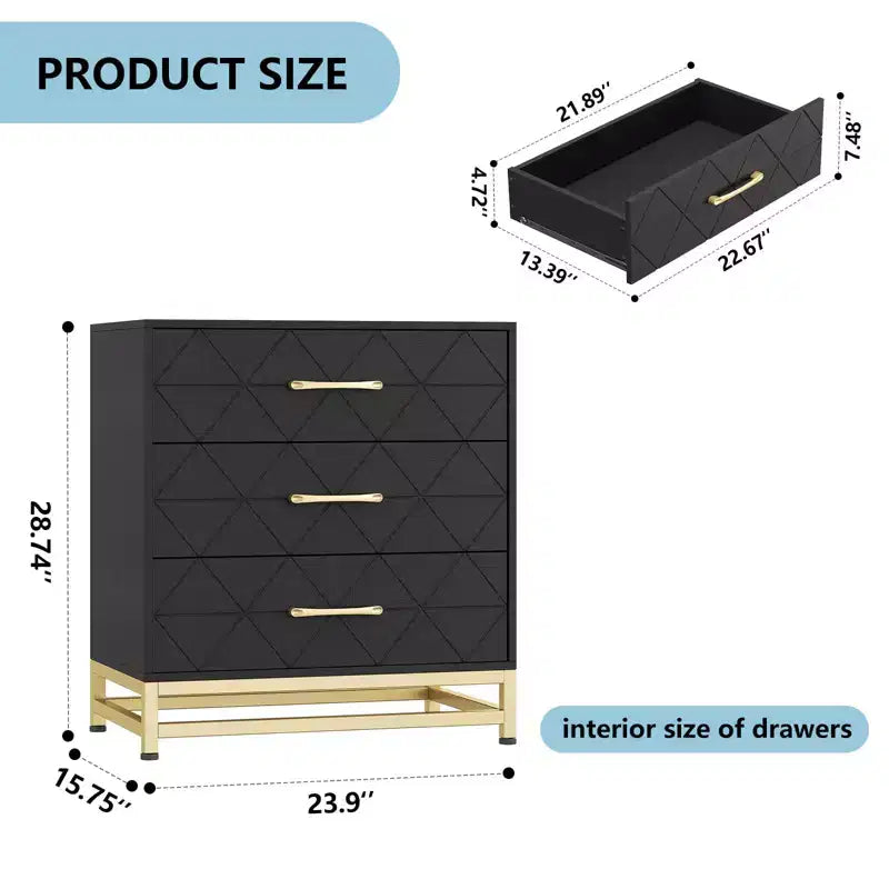 Dresser for Bedroom with 7 Drawers, 51.1 Farmhouse Chest of Drawers Closet with Metal Handle, Wooden Dresser Organizer, for Bedroom, Living Room