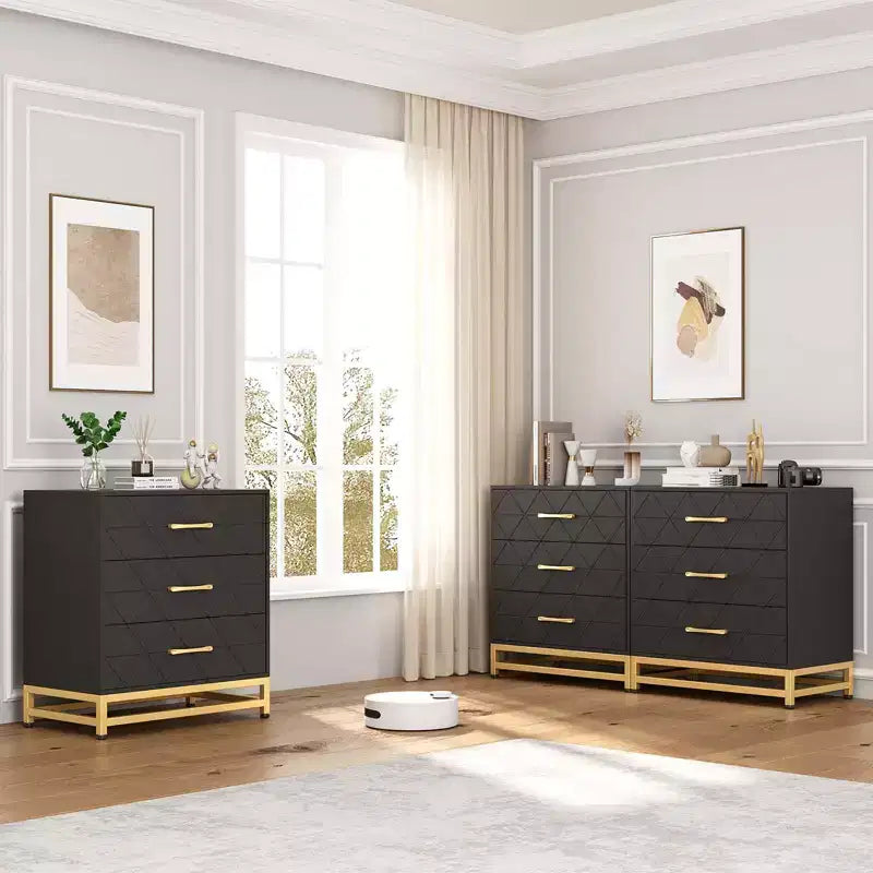 Dresser for Bedroom with 7 Drawers, 51.1 Farmhouse Chest of Drawers Closet with Metal Handle, Wooden Dresser Organizer, for Bedroom, Living Room