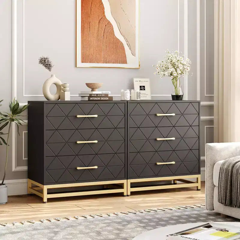 Dresser for Bedroom with 7 Drawers, 51.1 Farmhouse Chest of Drawers Closet with Metal Handle, Wooden Dresser Organizer, for Bedroom, Living Room