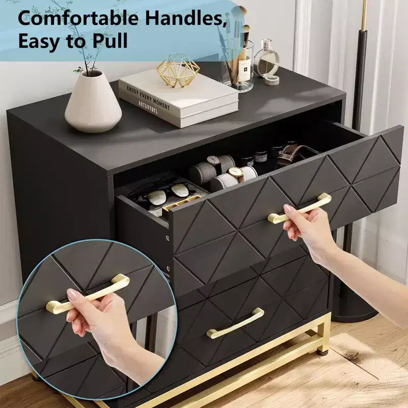 Dresser for Bedroom with 7 Drawers, 51.1 Farmhouse Chest of Drawers Closet with Metal Handle, Wooden Dresser Organizer, for Bedroom, Living Room