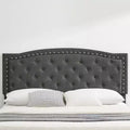 Full/Queen Size Platform Bed Frame, Modern Upholstered Bed Frame with a Height-Adjustable Button-Tufted Headboard, Noise Free Wood Slats Mattress