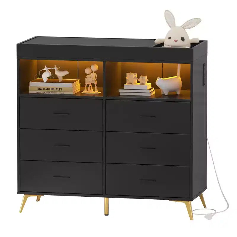 6 Drawer Dresser, Baby Changing Table Dresser, Convertible Nursery Dresser for Infant Essentials, Modern Changing Table Top with Pad Included