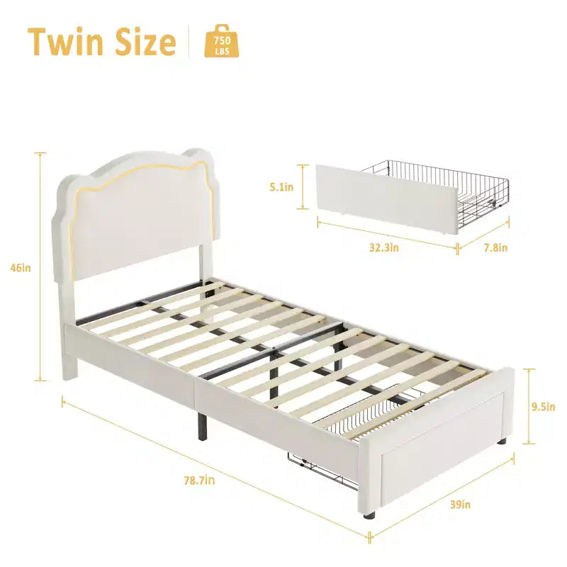 Platform Bed Frame, Velvet Upholstered Bed Frame with Height Adjustable Bear-Shaped Headboard, Noise Free, No Box Spring Needed