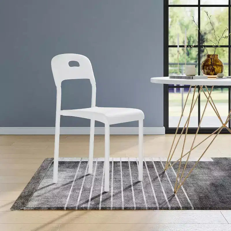 Outdoor Patio Dining Chairs, Stackable Plastic Kitchen Chairs, Steel Legs Support, Waterproof & Stain-Resistant, Easy Assembly for Home, Office
