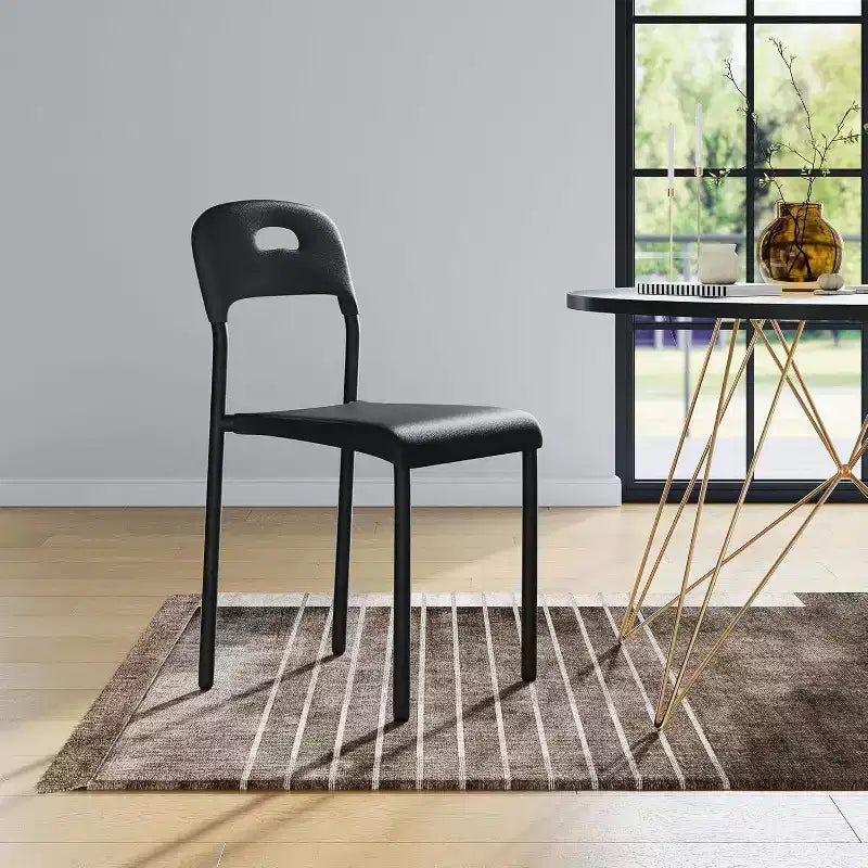 Outdoor Patio Dining Chairs, Stackable Plastic Kitchen Chairs, Steel Legs Support, Waterproof & Stain-Resistant, Easy Assembly for Home, Office