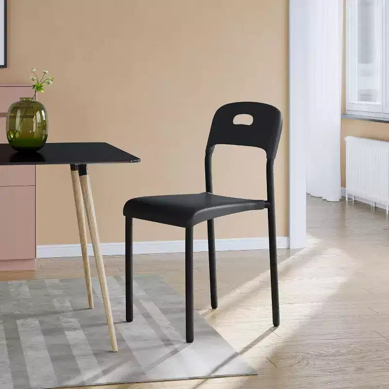 Outdoor Patio Dining Chairs, Stackable Plastic Kitchen Chairs, Steel Legs Support, Waterproof & Stain-Resistant, Easy Assembly for Home, Office