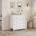 GustoWave 3-Drawer Dresser, Curved Legs, Rattan Trim, Freestanding Storage