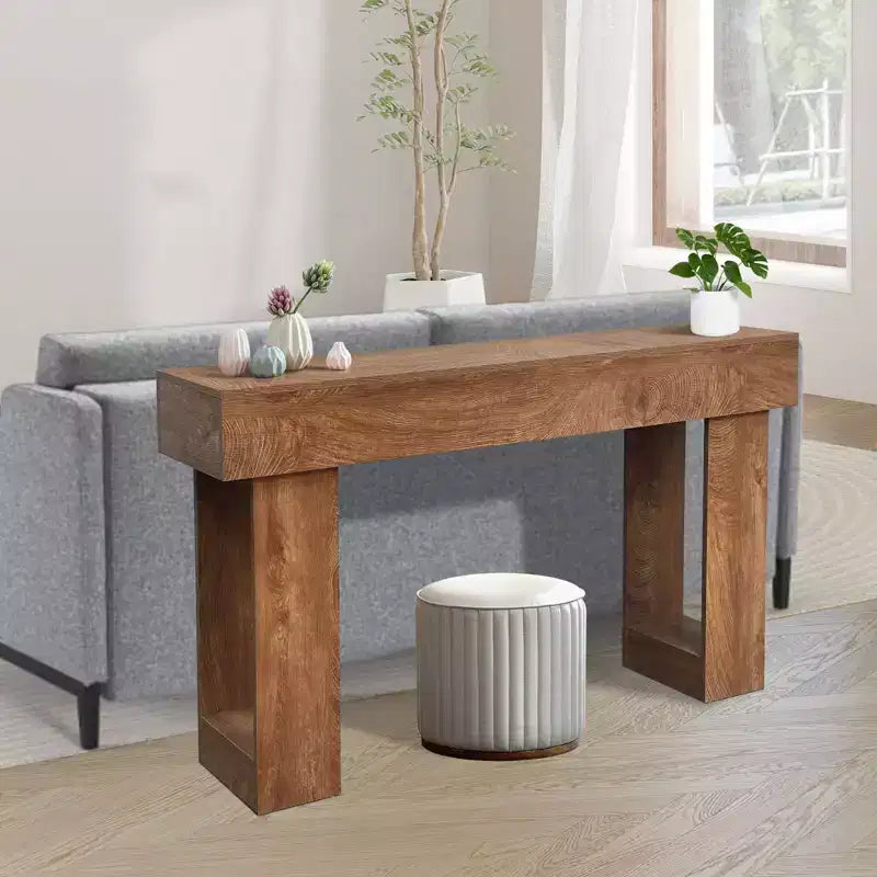 63 Console Table for Entryway, Narrow Sofa Table Behind Couch, Rectangular Entryway Table Foyer Hallway Table, Wooden Console Sofa Table Brown