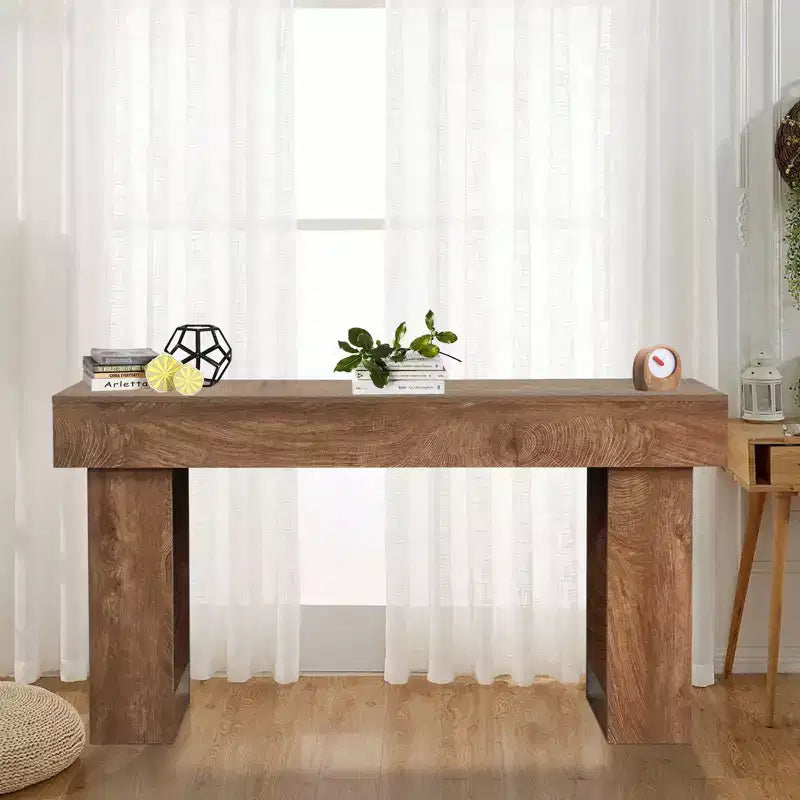 63 Console Table for Entryway, Narrow Sofa Table Behind Couch, Rectangular Entryway Table Foyer Hallway Table, Wooden Console Sofa Table Brown