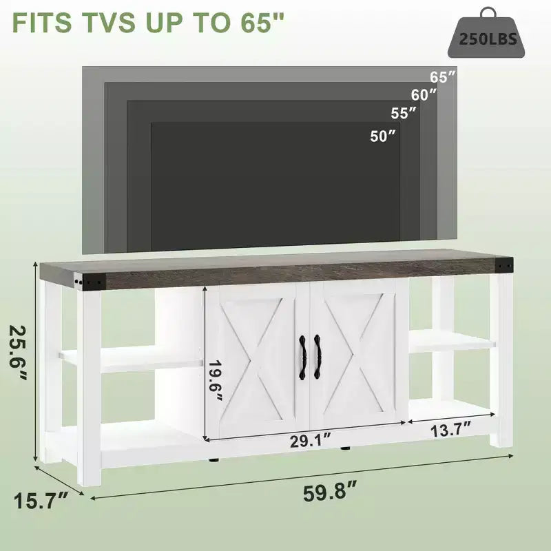 60 Inch TV Stand for Living Room, TV Stands with Doors, Shelves, Storage, Farmhouse Entertainment Center for 65 Inch TVs