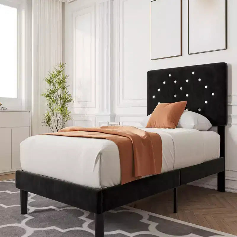 Twin/Full/Queen Size Bed Frame with Headboard, Modern Platform Bed with Wooden Slats Support, No Box Spring Needed & Noise Free