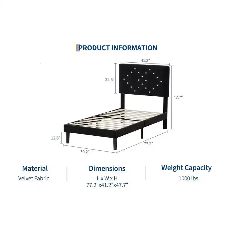 Twin/Full/Queen Size Bed Frame with Headboard, Modern Platform Bed with Wooden Slats Support, No Box Spring Needed & Noise Free