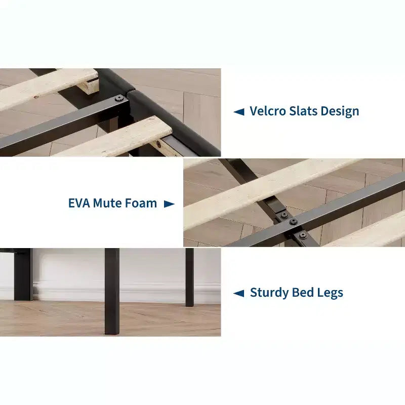 Twin/Full/Queen Size Bed Frame with Headboard, Modern Platform Bed with Wooden Slats Support, No Box Spring Needed & Noise Free