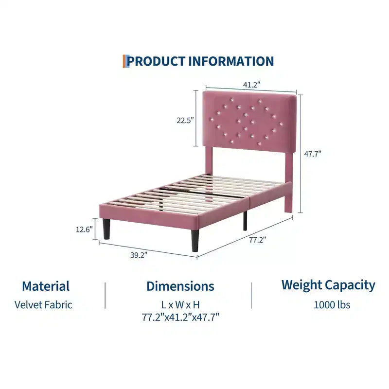 Twin/Full/Queen Size Bed Frame with Headboard, Modern Platform Bed with Wooden Slats Support, No Box Spring Needed & Noise Free