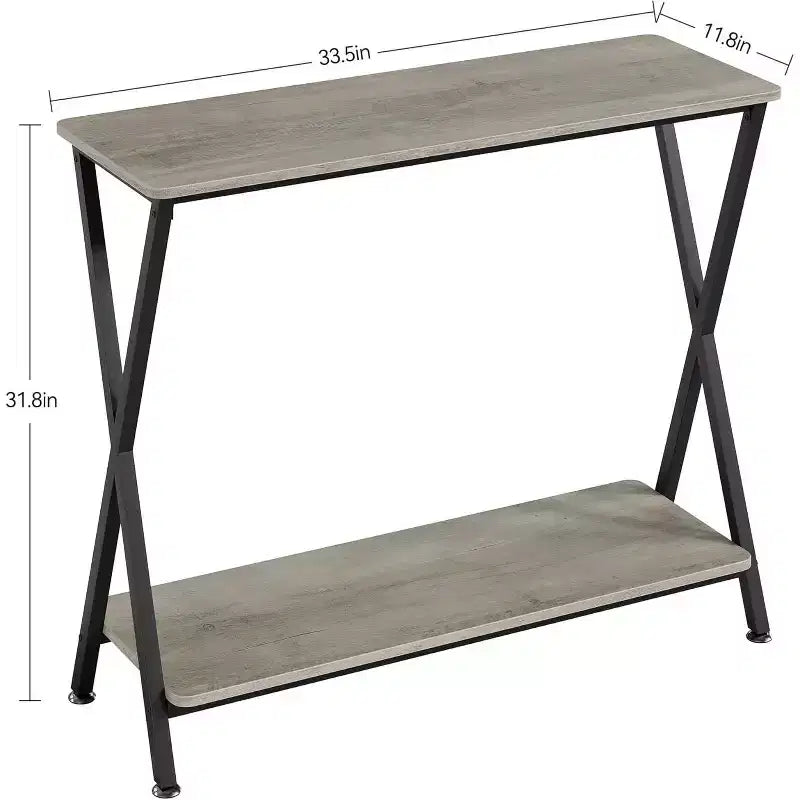 Long Narrow Console Table, Entryway Table with Storage Shelf, Behind Couch or Hallway, Farmhouse & Industrial