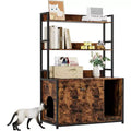 Large Litter Box Enclosure with Shelves and Doors, 52'' Decorative Storage Cabinets with Scratch Pad