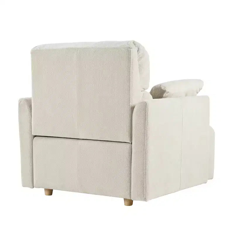 ModernLuxe Upholstered Chaise Lounge with Storage Ottoman, Wide Accent Chair Armchair Lazy Single Sofa Reading Couch Chair, Gray/Beige