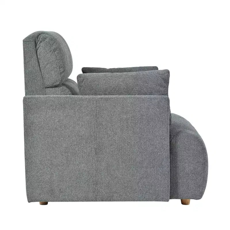 ModernLuxe Upholstered Chaise Lounge with Storage Ottoman, Wide Accent Chair Armchair Lazy Single Sofa Reading Couch Chair, Gray/Beige