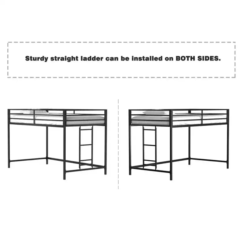 GDFStudio Dominic Metal Twin Bunk Bed with Ladder and Guardrails