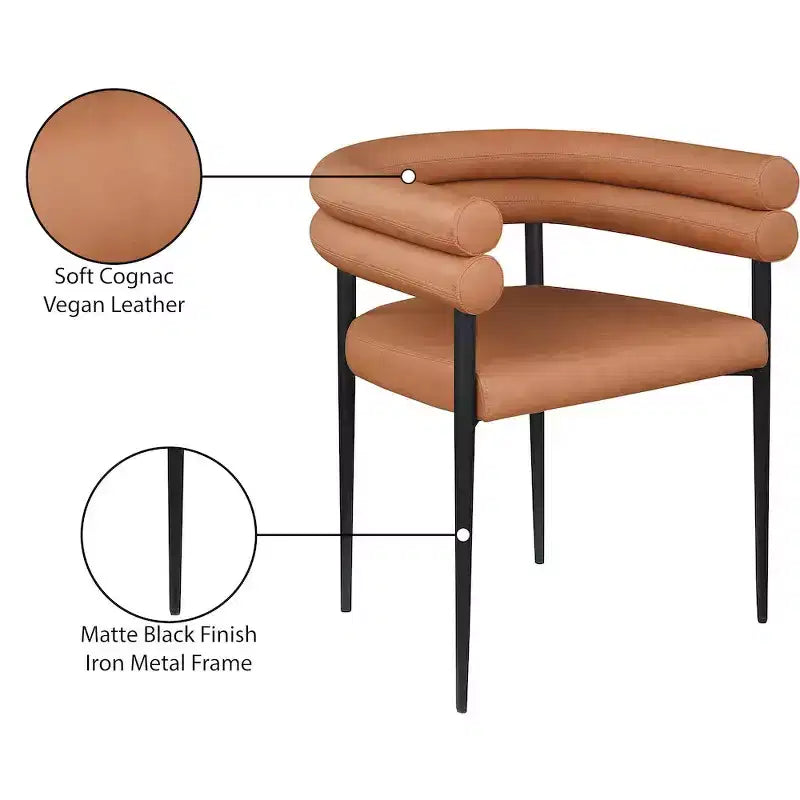 Meridian Furniture,Lavina Vegan Leather Dining Chair, Set of 2