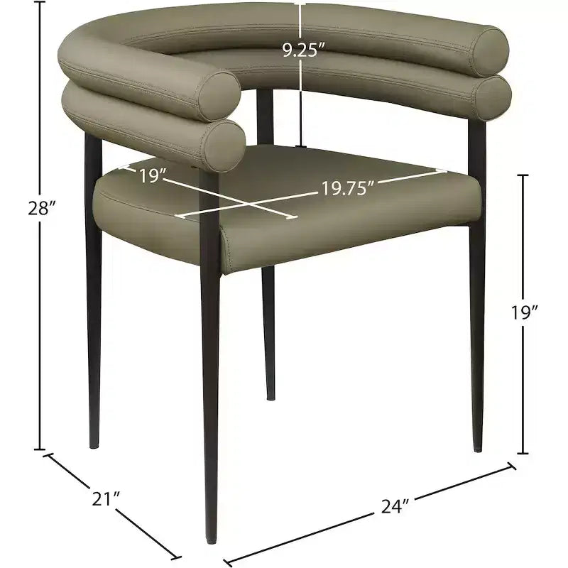 Meridian Furniture,Lavina Vegan Leather Dining Chair, Set of 2
