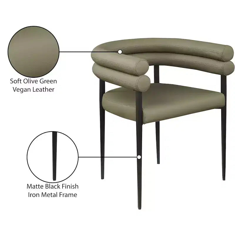 Meridian Furniture,Lavina Vegan Leather Dining Chair, Set of 2