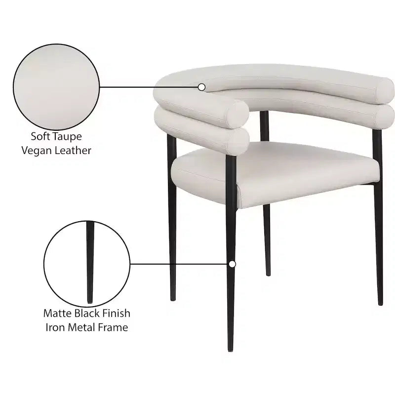 Meridian Furniture,Lavina Vegan Leather Dining Chair, Set of 2