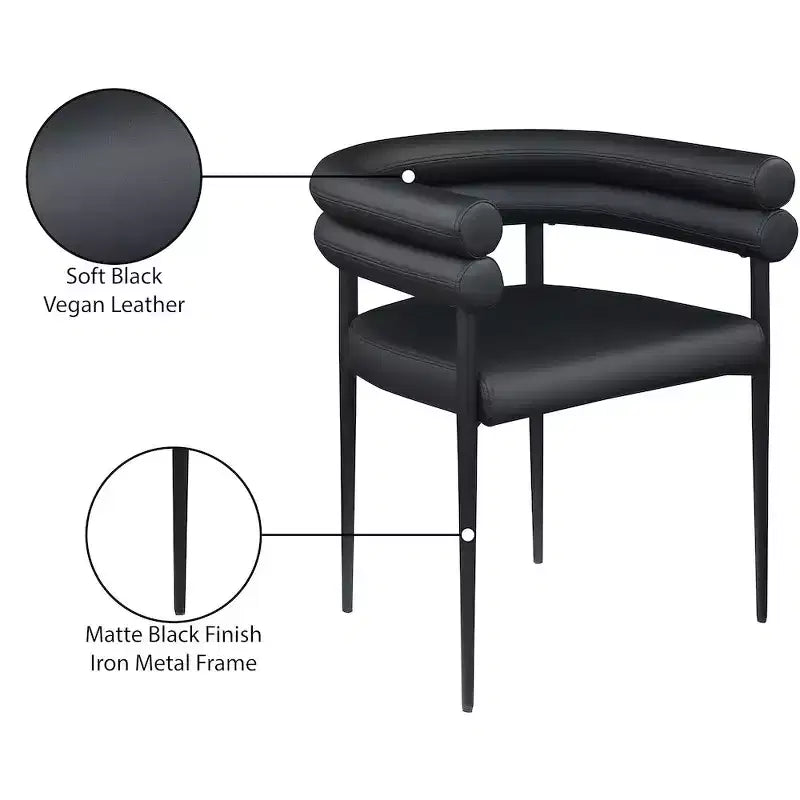 Meridian Furniture,Lavina Vegan Leather Dining Chair, Set of 2