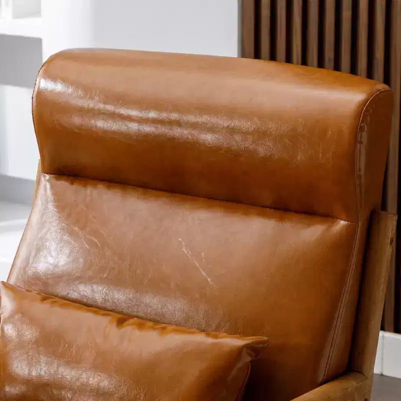 Bestier Mid-Century Accent Chair Set of 2 with Wood Frame, PU Leather Living Room Chair with Pillow & Waist Cushion, Reading Armchair for Bedroom