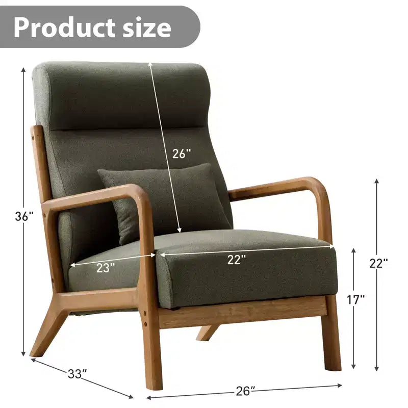 Bestier Mid-Century Accent Chair Set of 2 with Wood Frame, PU Leather Living Room Chair with Pillow & Waist Cushion, Reading Armchair for Bedroom