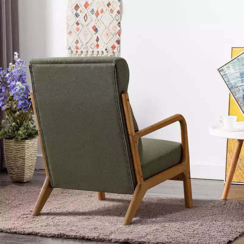 Bestier Mid-Century Accent Chair Set of 2 with Wood Frame, PU Leather Living Room Chair with Pillow & Waist Cushion, Reading Armchair for Bedroom