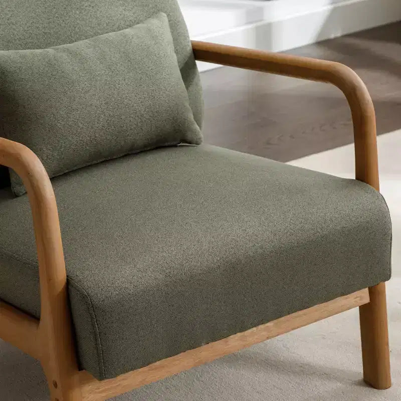 Bestier Mid-Century Accent Chair Set of 2 with Wood Frame, PU Leather Living Room Chair with Pillow & Waist Cushion, Reading Armchair for Bedroom
