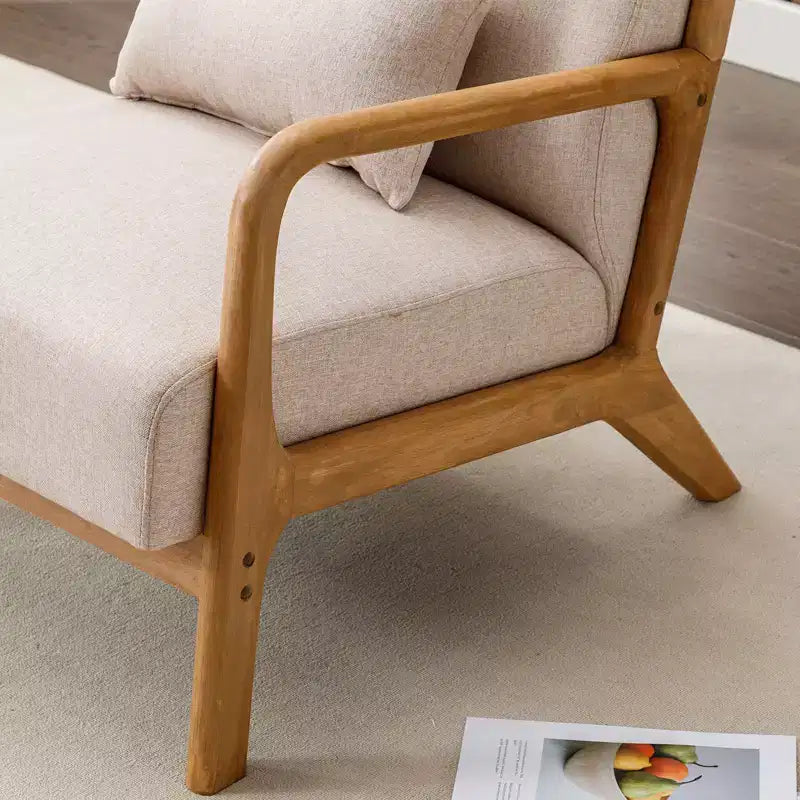 Bestier Mid-Century Accent Chair Set of 2 with Wood Frame, PU Leather Living Room Chair with Pillow & Waist Cushion, Reading Armchair for Bedroom