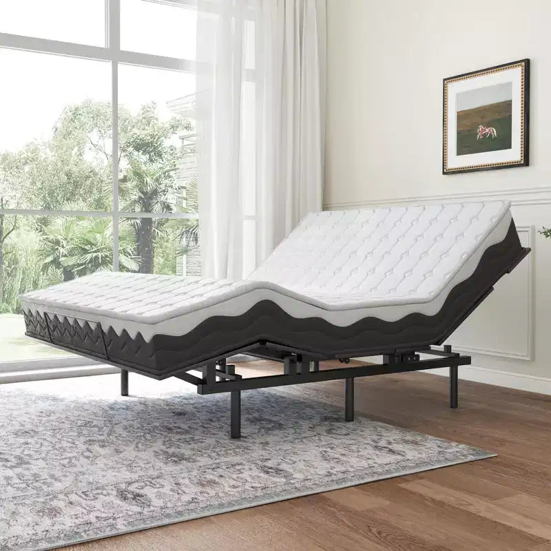 Twin-Size Adjustable Bed Frame , Easy Assembly, Independent Head and Foot Adjustments, Compatible with Memory Foam & Latex Mattresses
