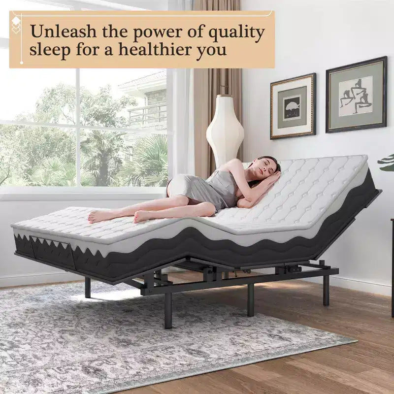 Twin-Size Adjustable Bed Frame , Easy Assembly, Independent Head and Foot Adjustments, Compatible with Memory Foam & Latex Mattresses