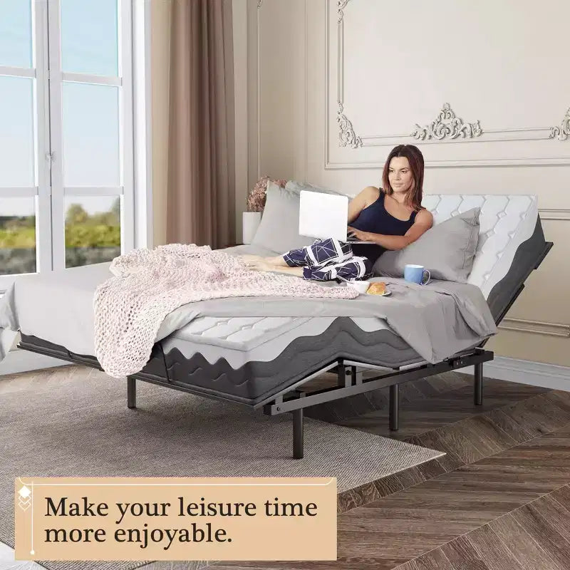 Twin-Size Adjustable Bed Frame , Easy Assembly, Independent Head and Foot Adjustments, Compatible with Memory Foam & Latex Mattresses