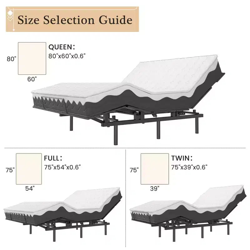 Twin-Size Adjustable Bed Frame , Easy Assembly, Independent Head and Foot Adjustments, Compatible with Memory Foam & Latex Mattresses