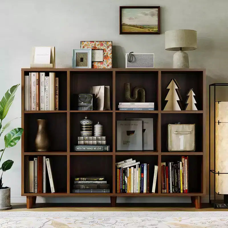 Cube Bookcase, 3-Tier Open Bookshelf with Wood Finish, Modern Storage Organizer for Home Office Living Room Bedroom