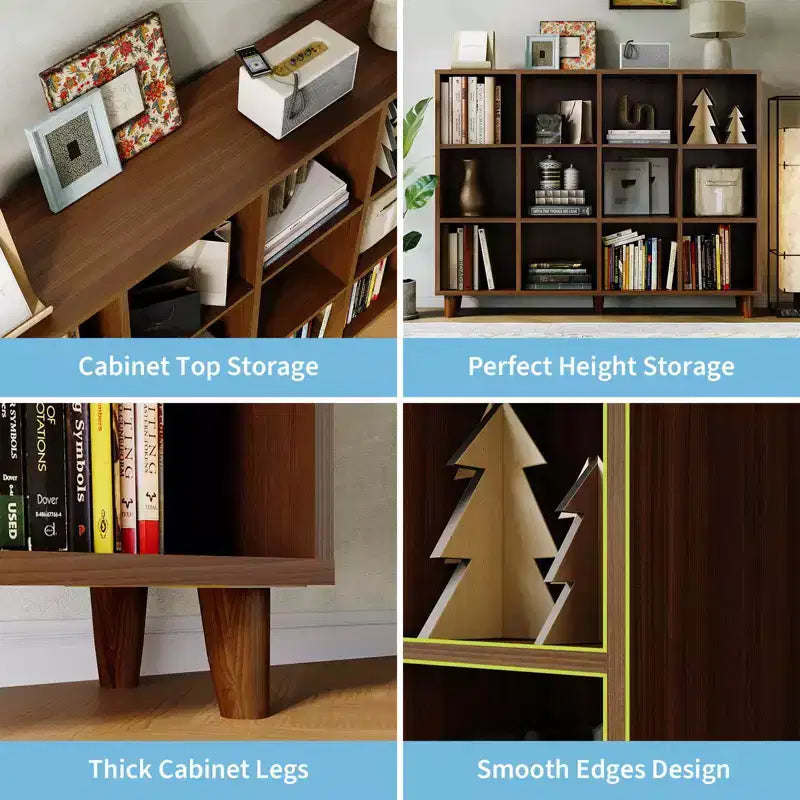 Cube Bookcase, 3-Tier Open Bookshelf with Wood Finish, Modern Storage Organizer for Home Office Living Room Bedroom