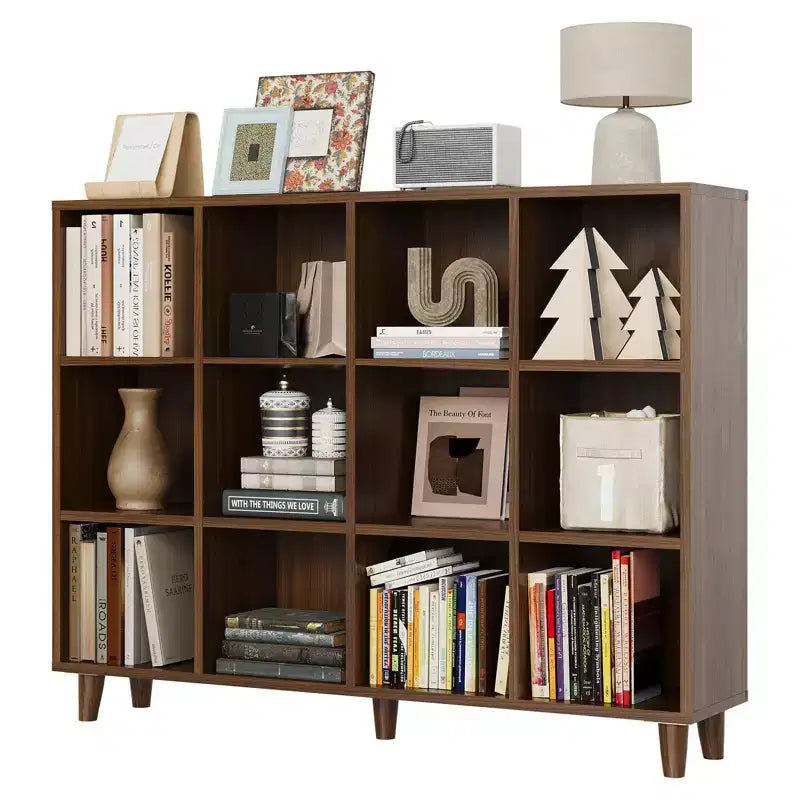 Cube Bookcase, 3-Tier Open Bookshelf with Wood Finish, Modern Storage Organizer for Home Office Living Room Bedroom