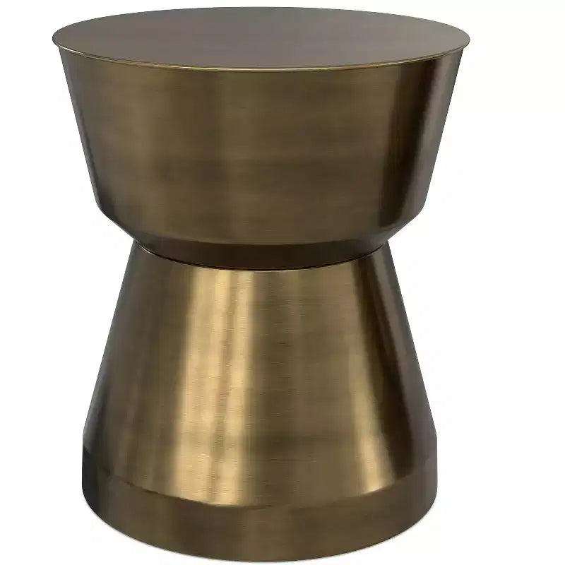 Solana 16 inch Wide Modern Metal Side Table in Antique Brass Iron, Assembled