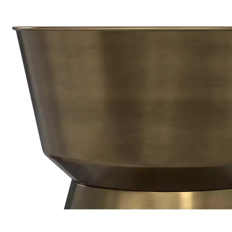 Solana 16 inch Wide Modern Metal Side Table in Antique Brass Iron, Assembled