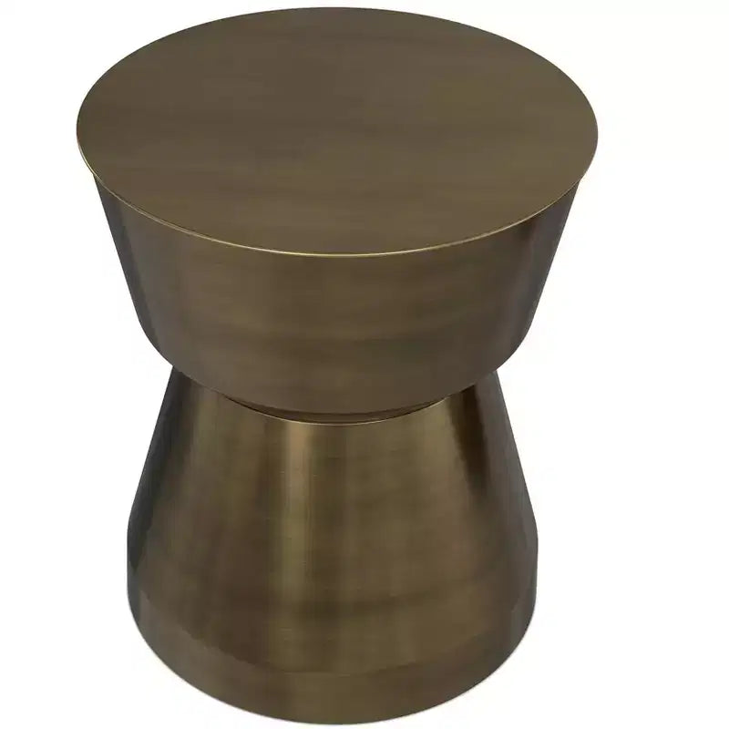 Solana 16 inch Wide Modern Metal Side Table in Antique Brass Iron, Assembled