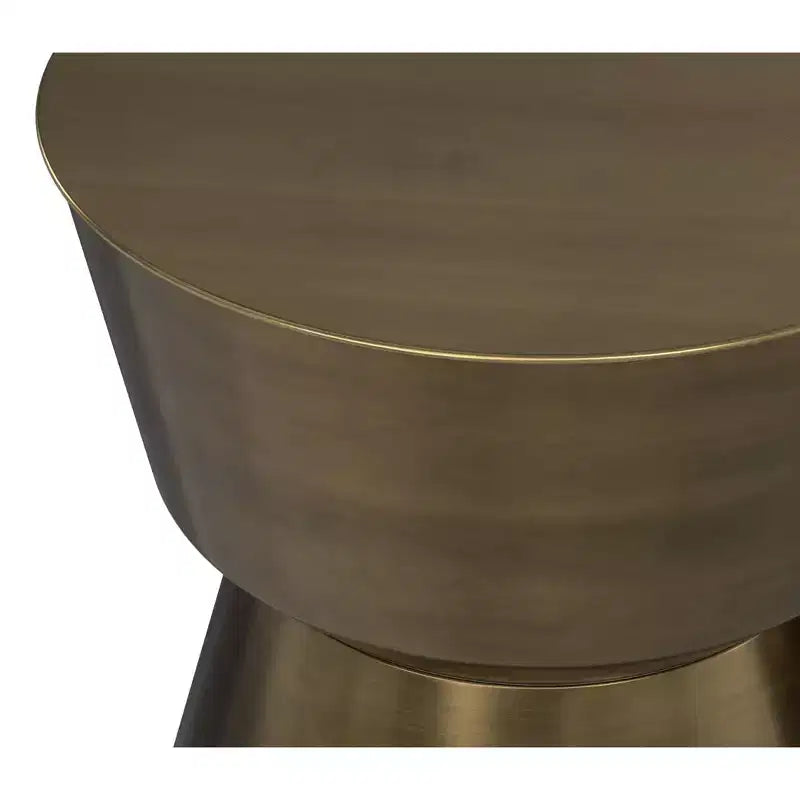 Solana 16 inch Wide Modern Metal Side Table in Antique Brass Iron, Assembled