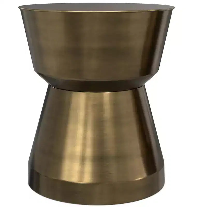 Solana 16 inch Wide Modern Metal Side Table in Antique Brass Iron, Assembled